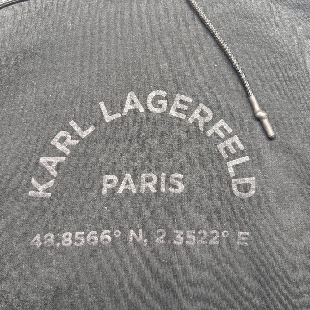 Karl Lagerfeld Paris Men's Black XL Hoodie Pullover Logo Graphic Streetwear - Picture 2 of 10